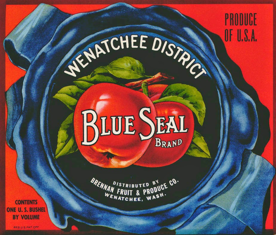 Aurora Brand Vintage Apple Crate Label, blue – thelabelman