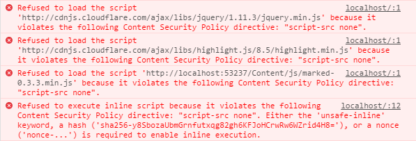 Content Security Policy Errors