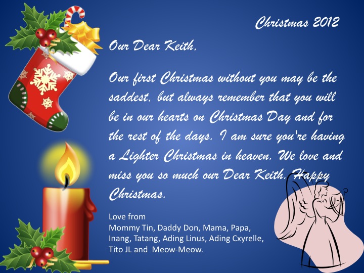 A Mother's Grief Our Christmas Card especially for you