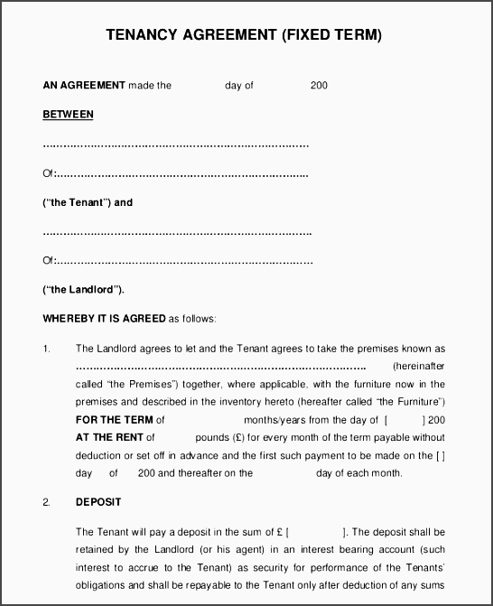 Tenancy agreement templates in word Format Excel Template