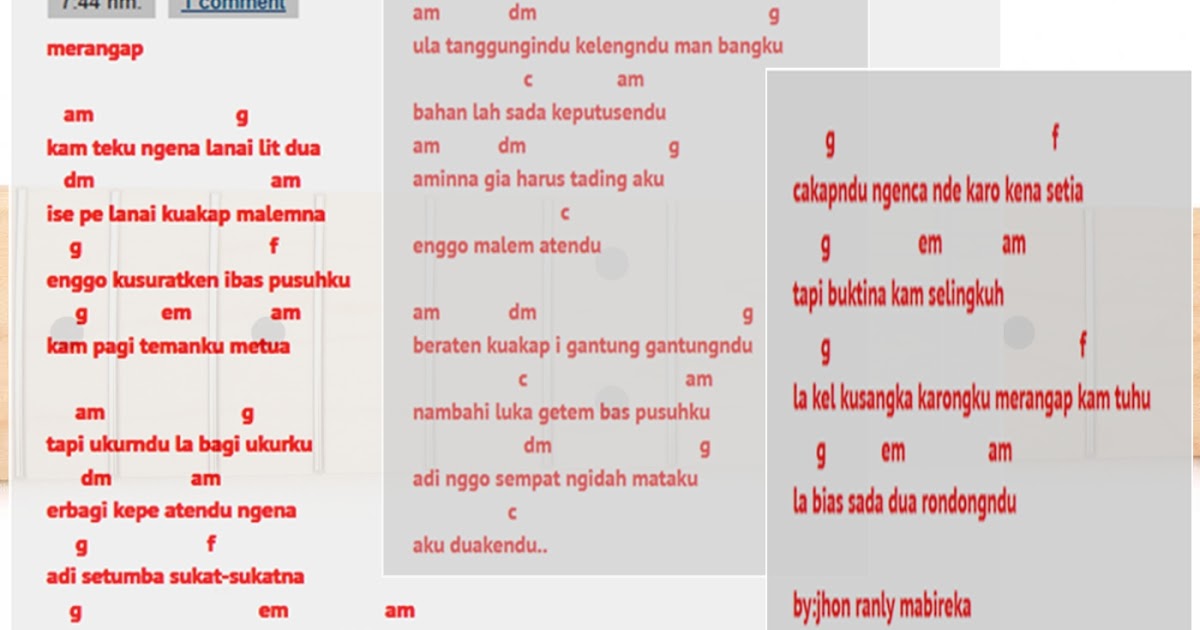 Kunci Gitar Lagu Batak Poda Nauli