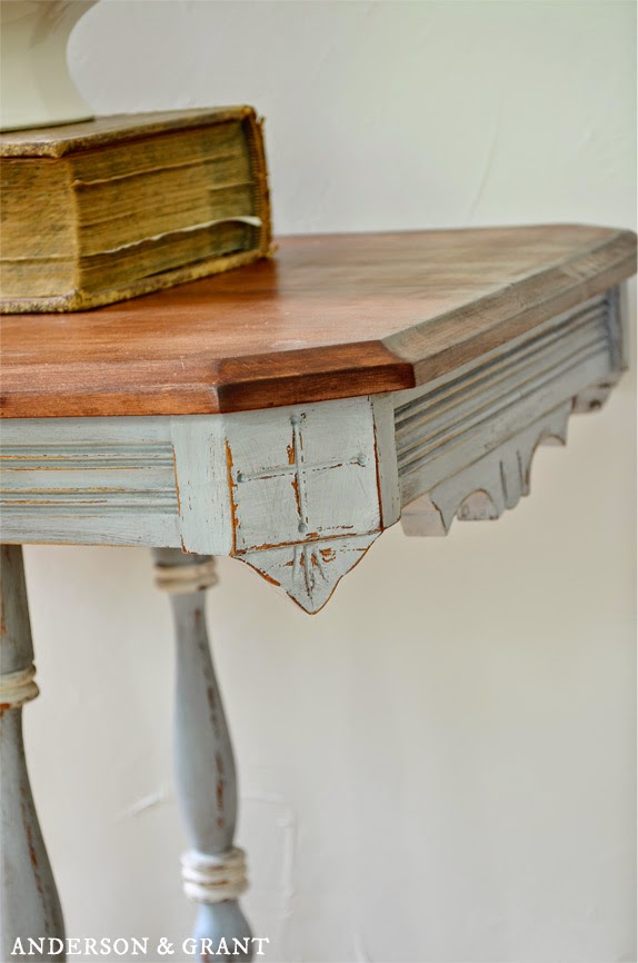 French blue painted and distressed vintage table | www.andersonandgrant.com