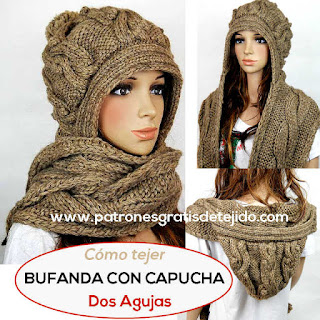 25 Tutoriales bufandas gorros en dos agujas