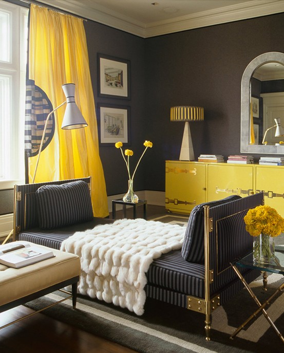 Dormitorios en negro y amarillo - Colores en Casa
