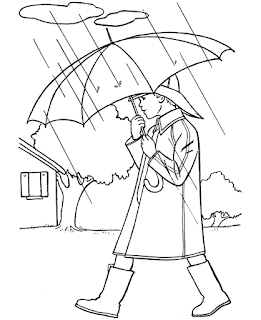 Kids Page: - Spring - Kids Boy With Umbrella Coloring Pages