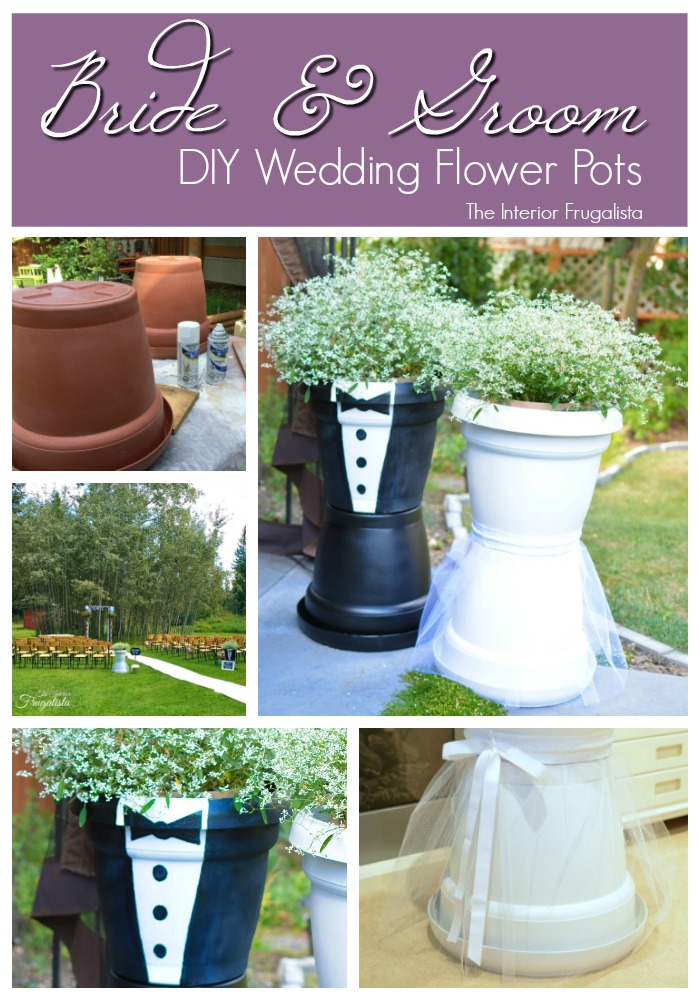DIY Wedding Centerpiece Trivets and Bridal Couple Flower Pots The