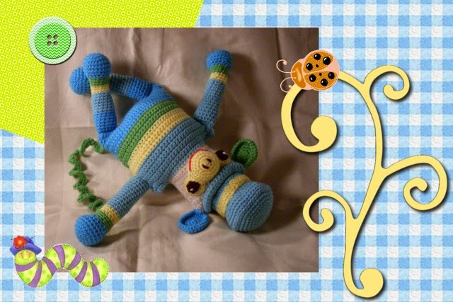 super cute monkey wearing stripes and a hat by Craftybegonia