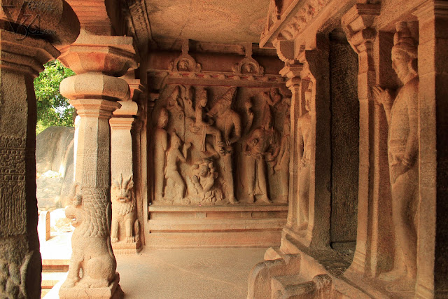 Varaha Cave temple with the panel of Lord Vishnu in the incarnated form of a Varaha or boar lifting Bhudevi