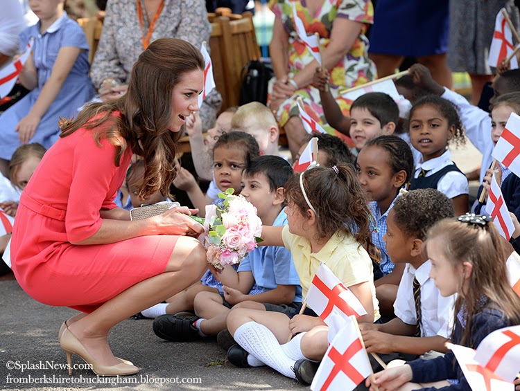 Kate Wears Goat Sheath Dress For Visit to Blessed Sacrament School in ...