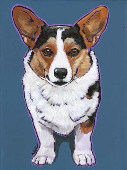 Welsh Corgi, dog painting, Cardigan
