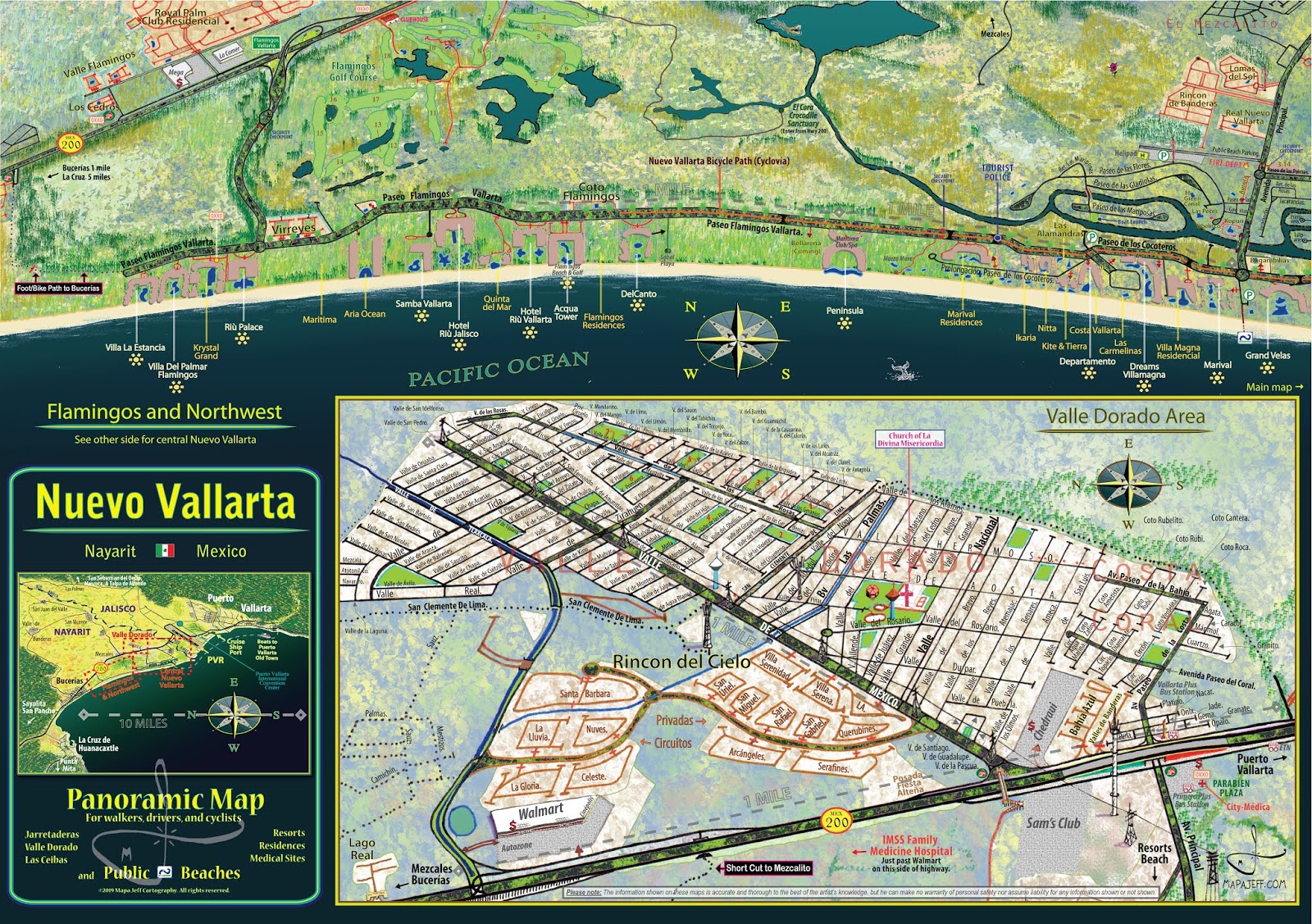 Mapa Jeff Cartography: Nuevo Vallarta Panoramic Map