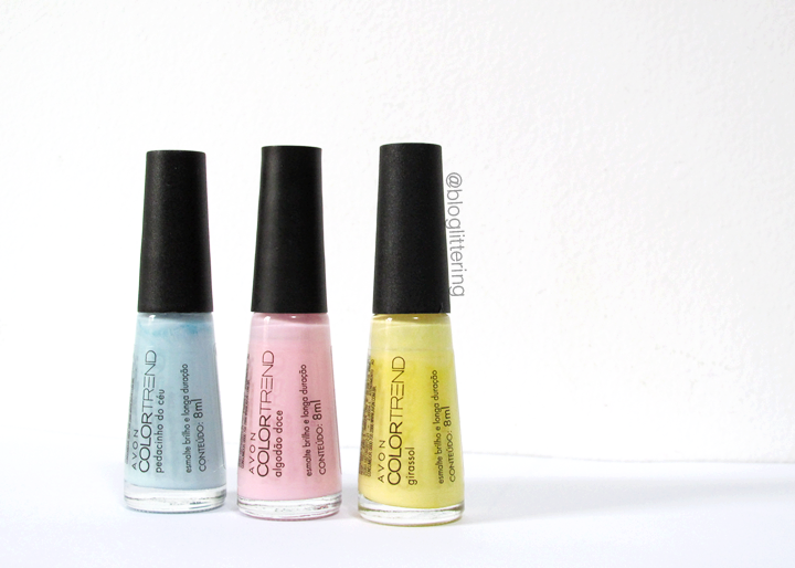 Esmaltes Pedacinho do Céu, Algodão Doce e Girassol da Avon