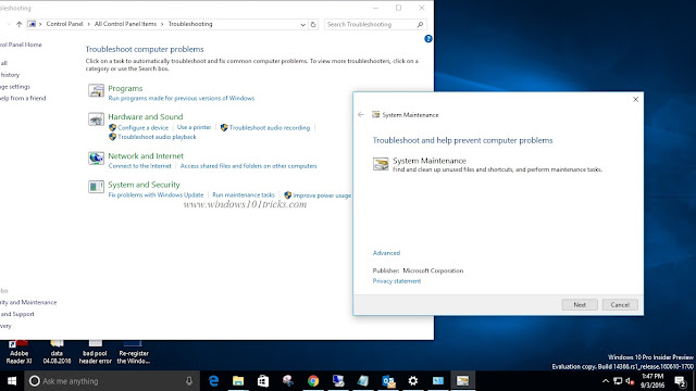Troubleshoot Windows problems by Running the Maintenance Tasks Troubleshoot Windows problems by Running the Maintenance Tasks