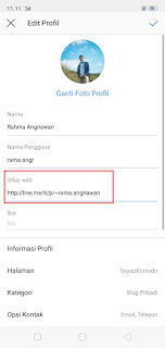 pengaturan profil instagram untuk memasukan link web line