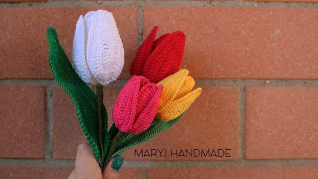 Patrón #1856: Como tejer tulipanes a crochet Patrón #1856: Como tejer tulipanes a crochet