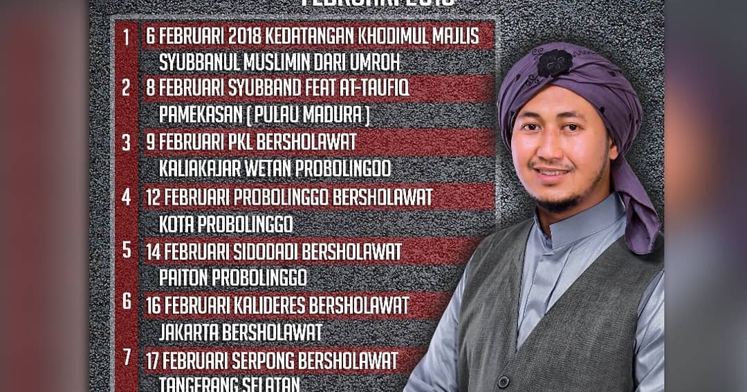 Jadwal Syubbanul Muslimin Bulan Februari 2018 Lengkap Terbaru Sholah Sholawat Kumpulan Lirik Mp3 Jadwal Sholawat Terbaru