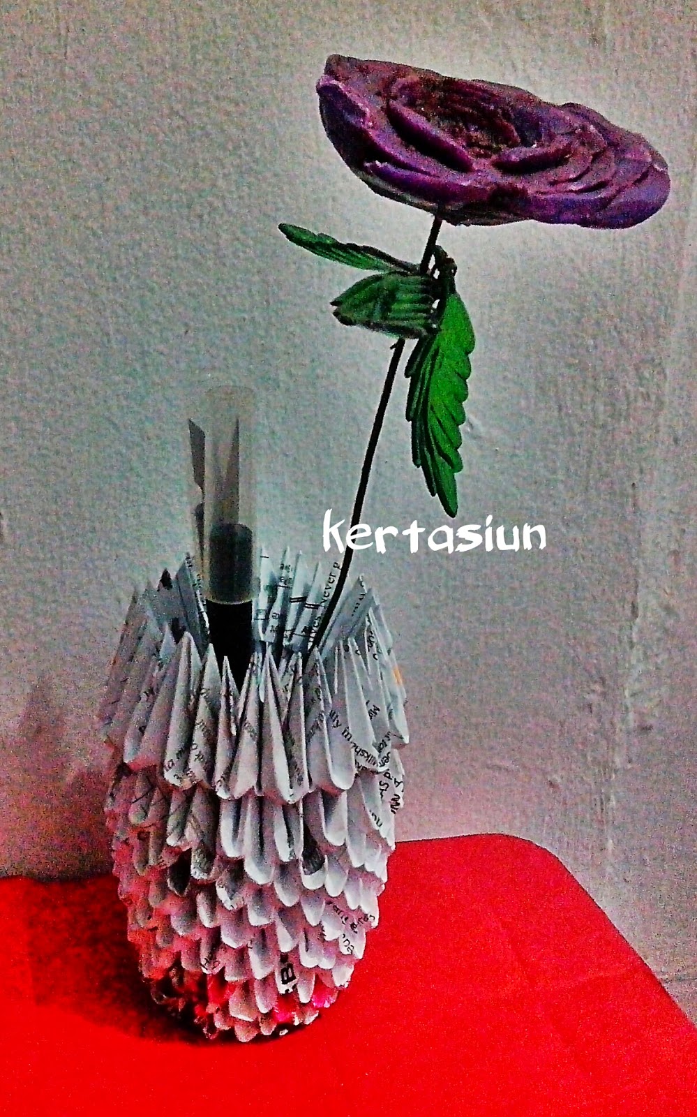 tutorial membuat  origami  vas  bunga 