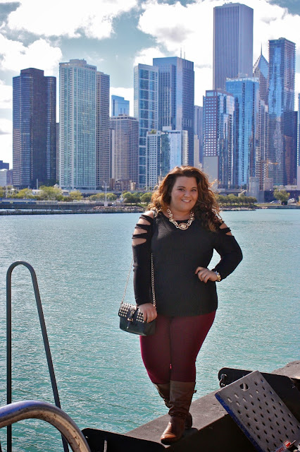 natalie craig, plus size fashion blogger, plus size fashion, chicago fashion, chicago chic, chicago blogger, versace, forever 21 leggings, forever 21 sweater, cutouts, 