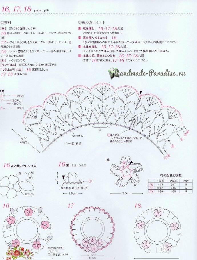 Схемы вязания резиночек с цветами (8)