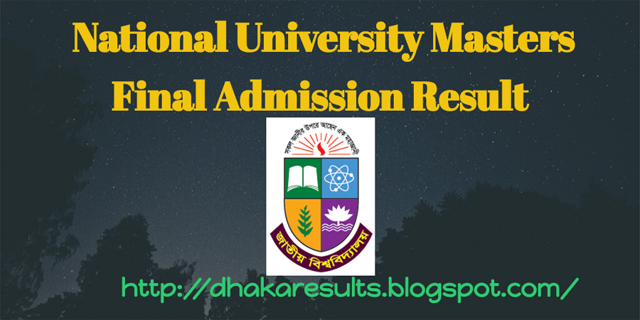 National University Masters Final Admission Result 2016-17 National University Masters Final Admission Result 2016-17