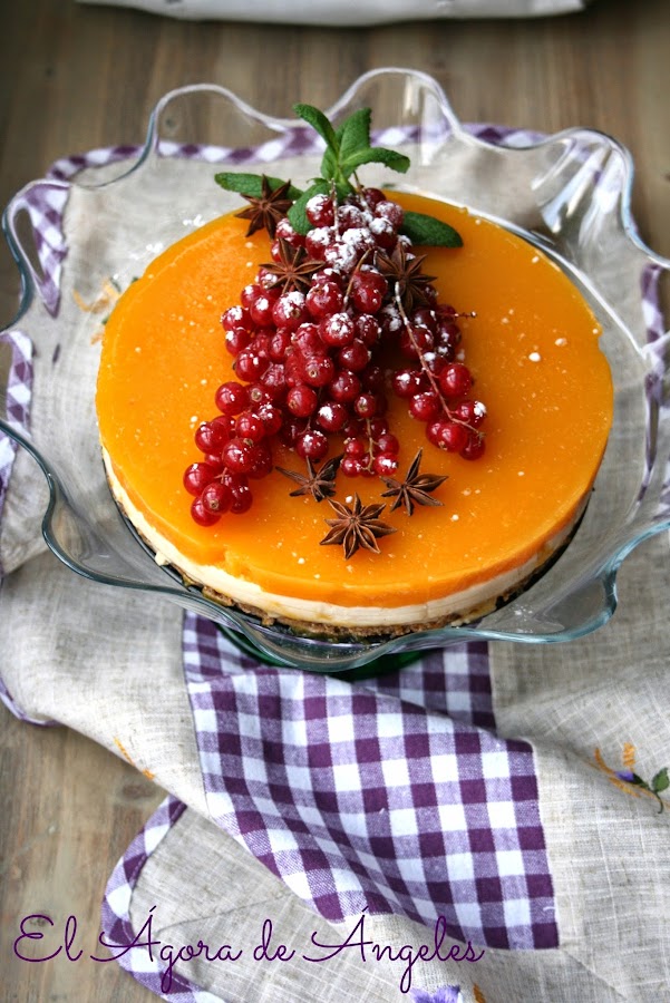 tarta mousse de turrón, gelatina de mango,Navidad