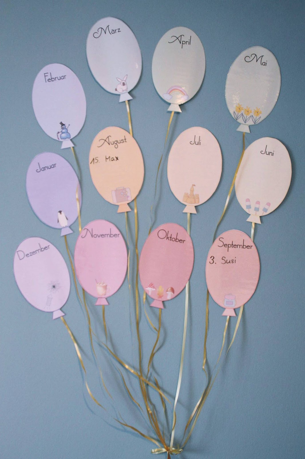 Geburtstagskalender Luftballons Grundschulteacher