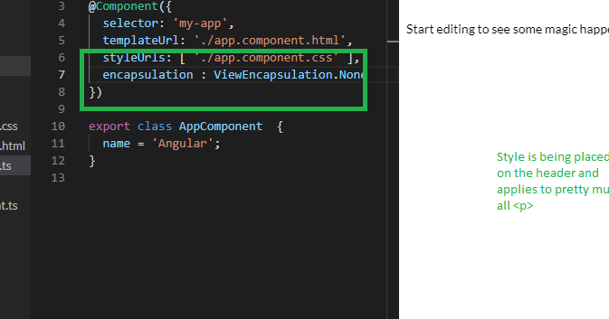 Angular Inline component css