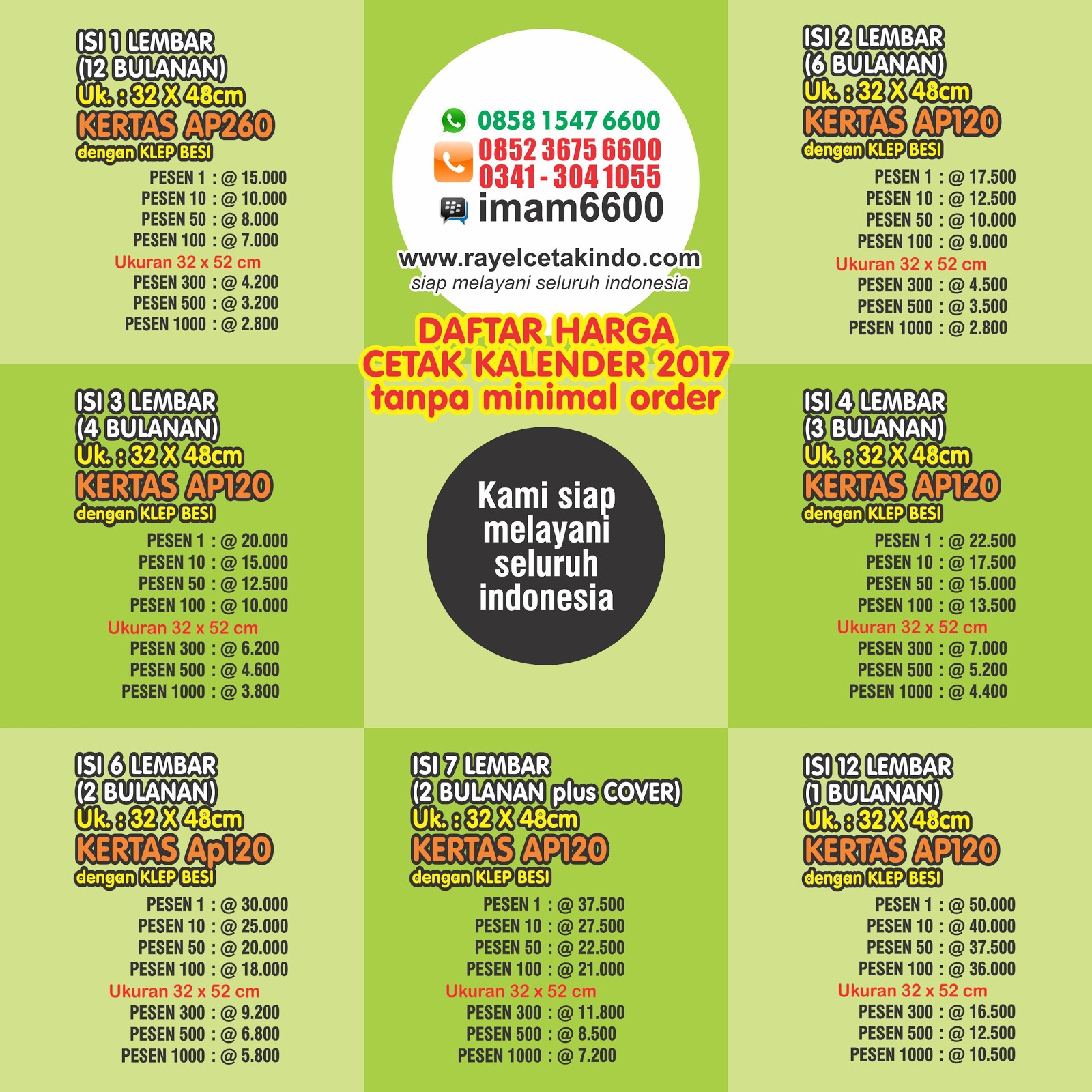 cetak kalender 2017 satuan