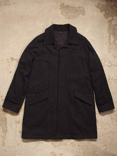 ts(s) Fly Front Raglan Sleeved Coat-Stitched Stripe Wool Cloth