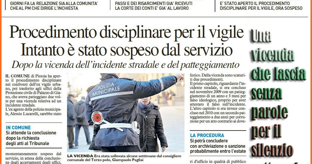 QUARRATA/news - QUOTIDIANO ON LINE: COMUNE, PROCURA E VIGILE URBANO