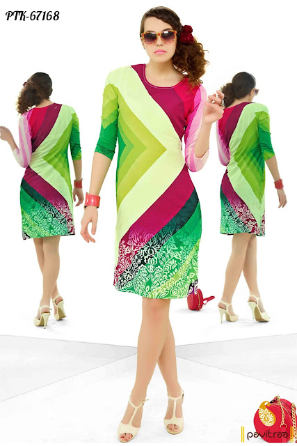 Stylish Multi Color Pure Cotton Kurti with Digital Print Design Online Shopping with Discount Offer Sale Price Deal
