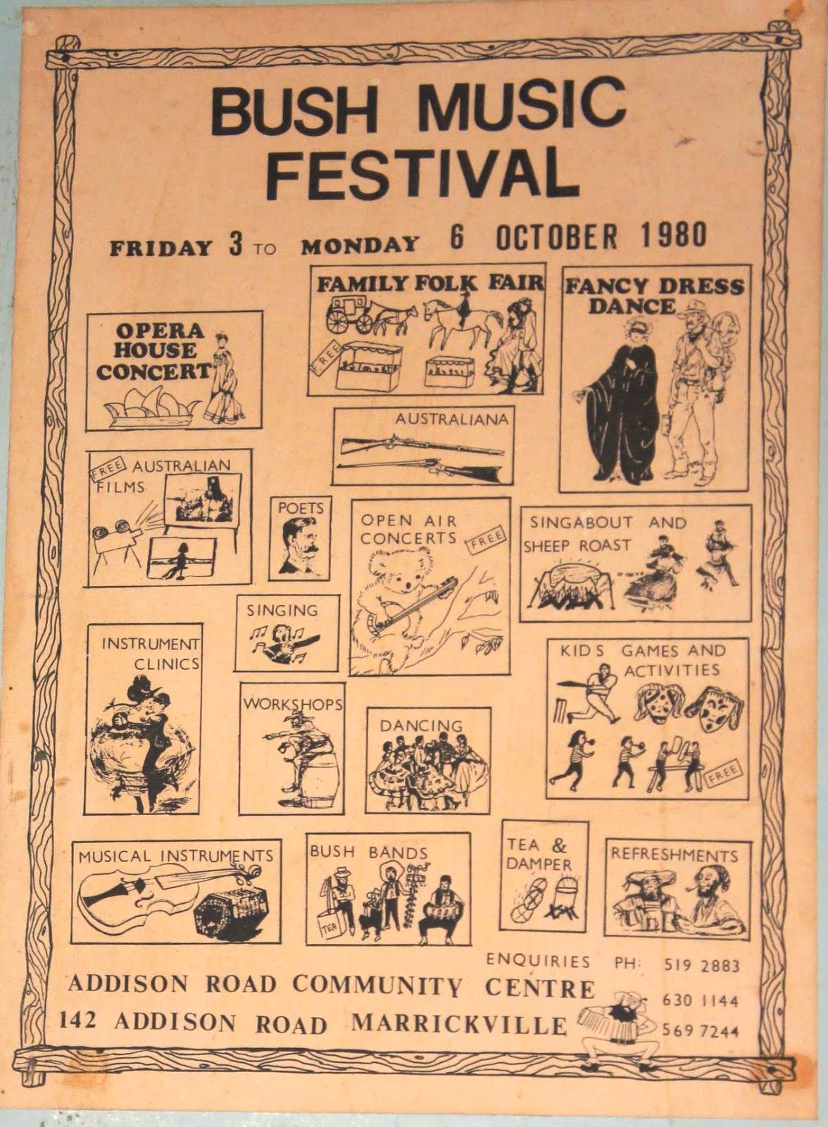Club: From the Archives - 1980 Bush Music Festival program, posters & other ephemera