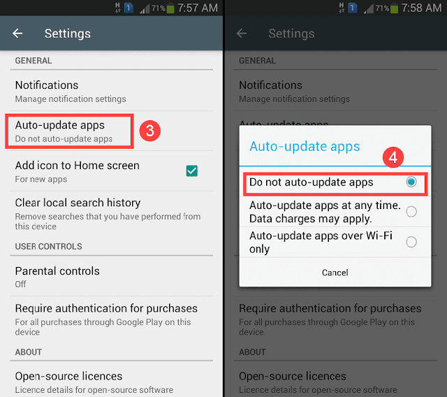 ايقاف التحديث التلقائي للتطبيقات الاندرويد