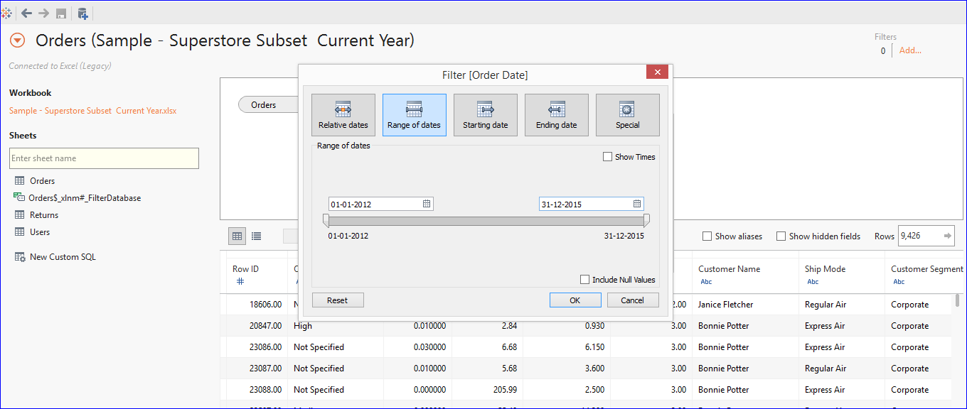 Tableau Visualizations How to exclude the Current Month Data into Extracts