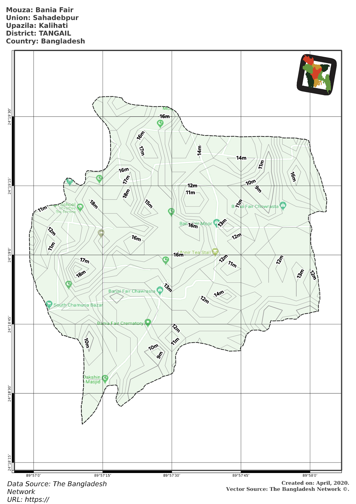 Map of Bania Fair Mouza of Kalihati Upazila, TANGAIL Map of Bania Fair Mouza of Kalihati Upazila, TANGAIL, Bangladesh.