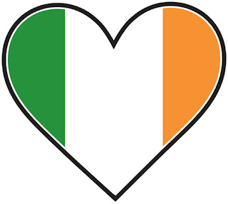 Clipart image of the flag of Ireland in a heart shape
