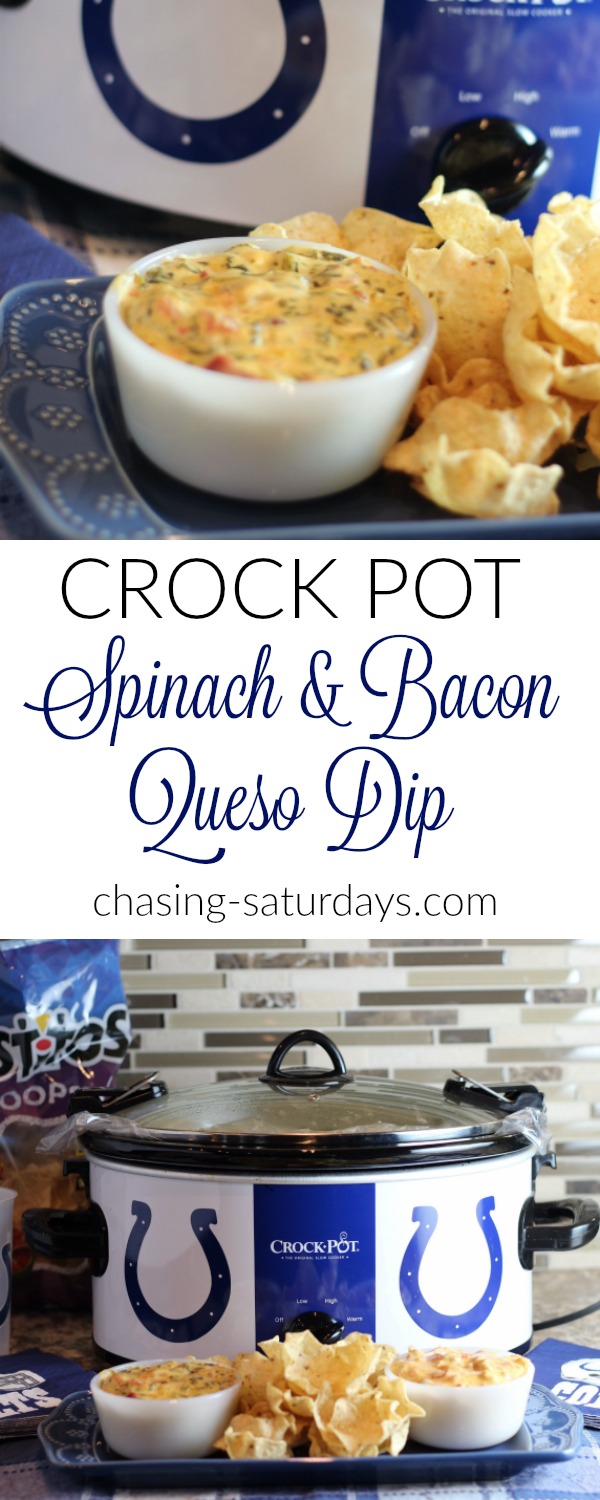 Crock Pot Spinach and Bacon Queso Dip Chasing Saturdays