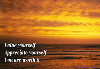 Changing Your Negative Emotions: How to stop Jealousy & Paranoia Image of sea under an orange sunset with text: Value Yourself, Appreciate Yourself, You are worth it
