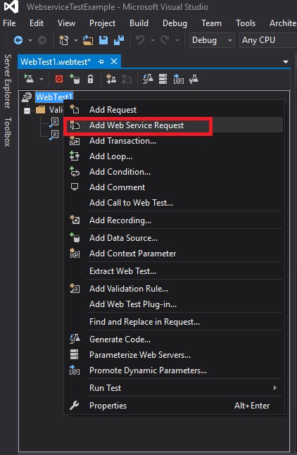 Learning Corner: Web Service Test with Visual Studio