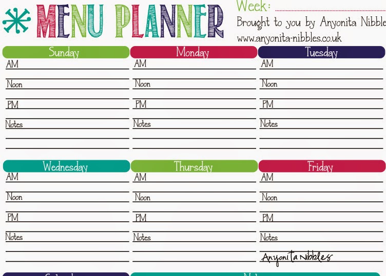Preview of a free printable menu planner from Anyonita Nibbles
