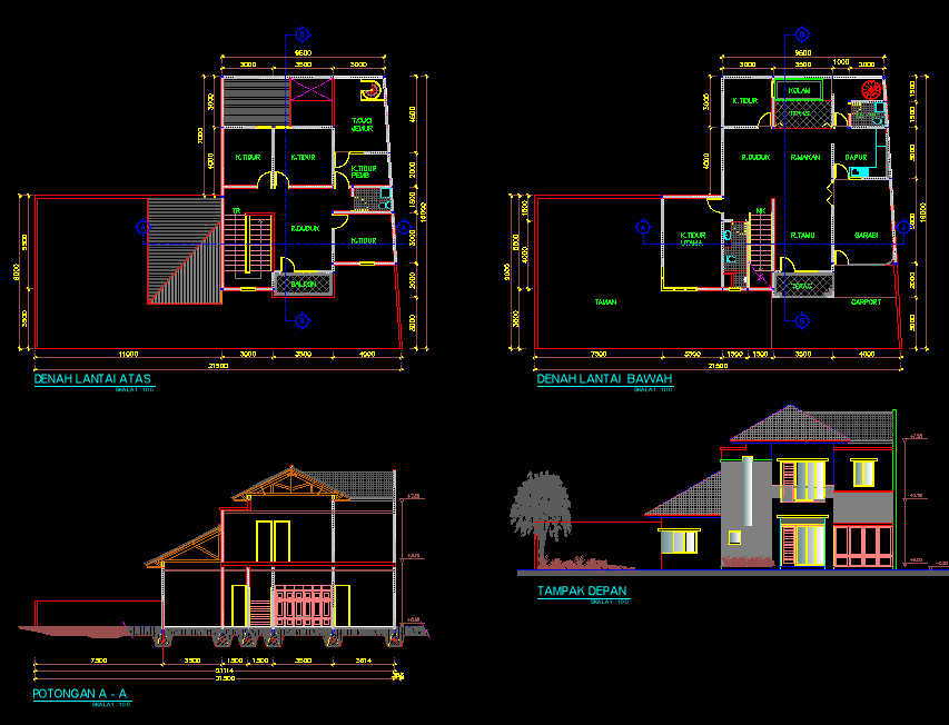 Desain Rumah Minimalis 2 Lantai Autocad - Gambar Foto Desain Rumah