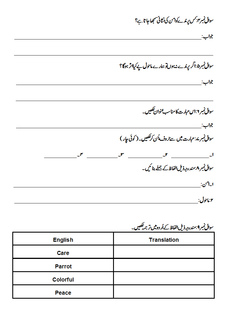 grade 4 urdu essay topics