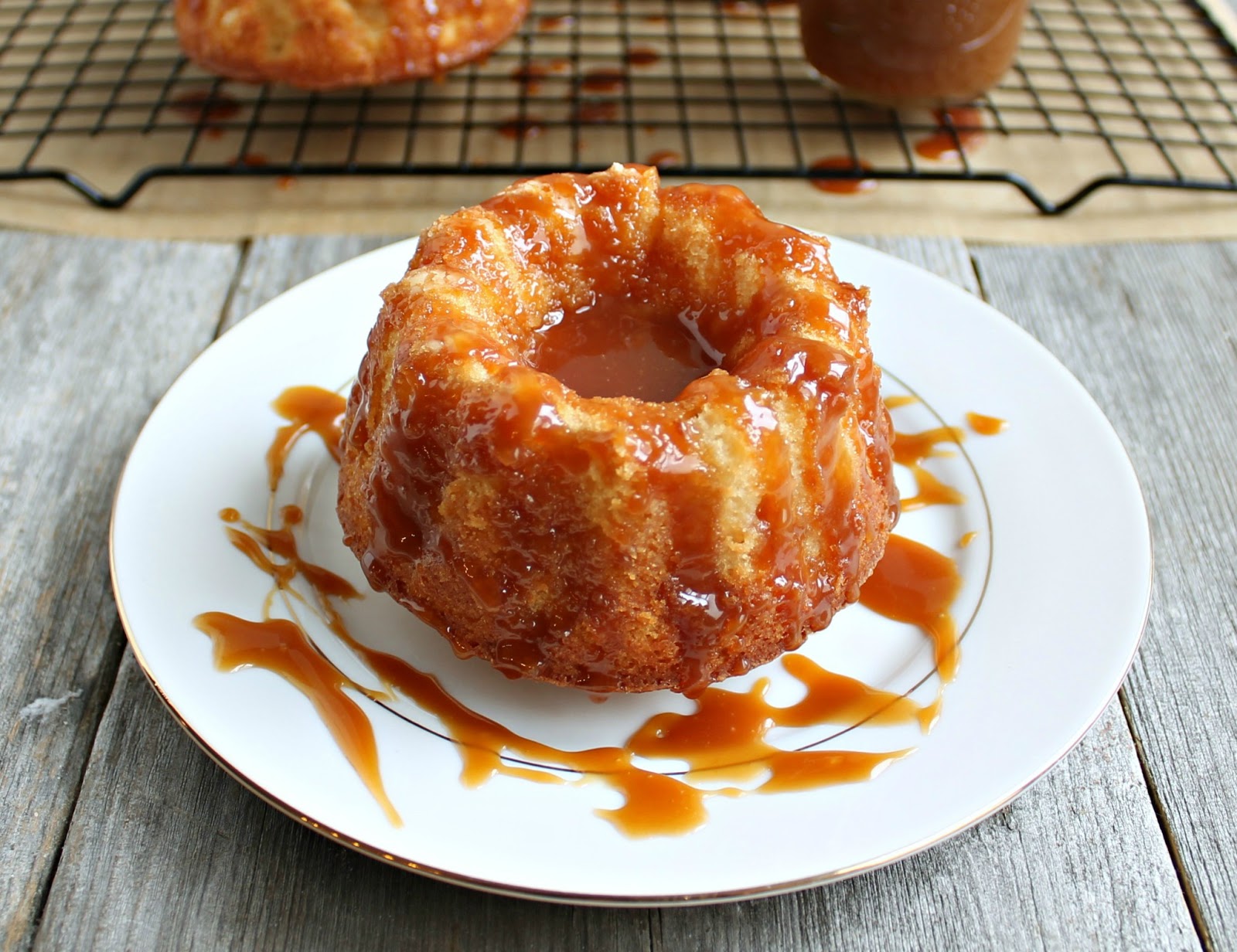 Mini Banana Bundt Cakes with Coffee Salted Caramel - Cloudy Kitchen