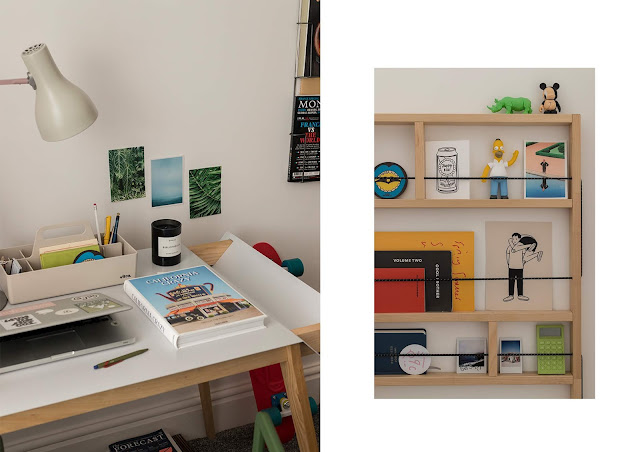 my office tour, with dan marc modern writing desk, ikea and hay shelf and mr porter book details