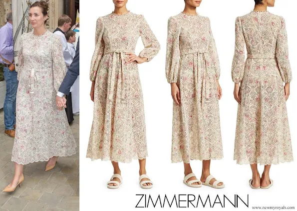 Princess Claire ZIMMERMANN Honour Floral Highneck Cotton Cream Dress