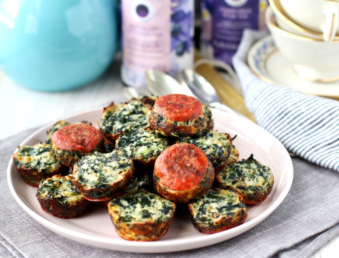Mini Spinach Frittatas with pepperoni