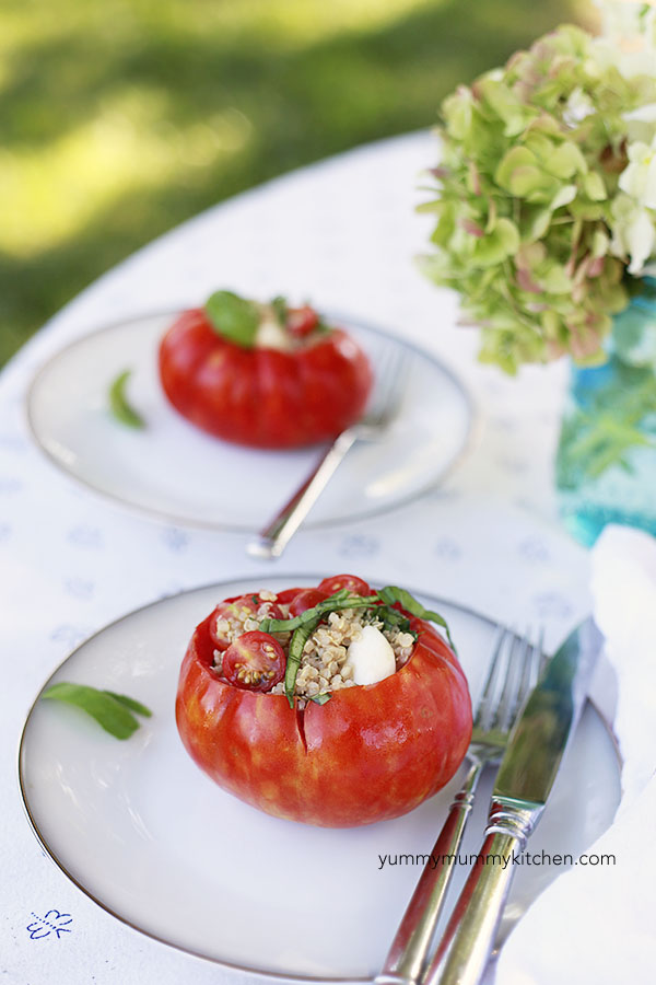 caprese quinoa caprese quinoa stuffed tomatoes