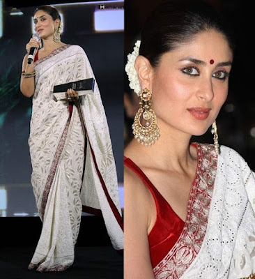 Kareena Kapoor in Pure Georgette Chikankari Saree Kareena Kapoor in Pure Georgette Chikankari Saree