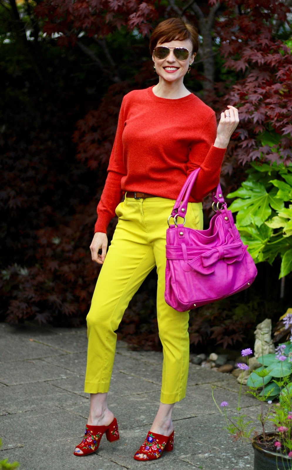 Yellow, red and pink | Bold colour blocking, over 40 | Fake Fabulous