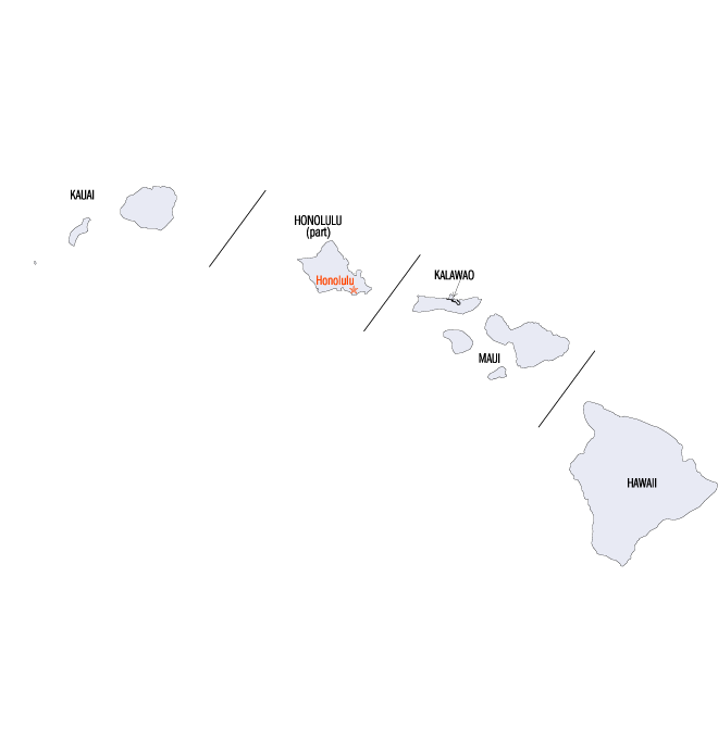 51 Hawaii Counties map Census